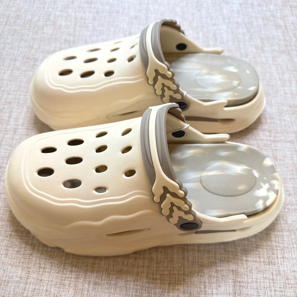 Beige Platform Clogs Bone Strap Devil Charms Marbled Footbed Mens 9-9.5